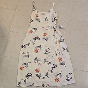 LOFT White Floral Wrap Maxi Dress